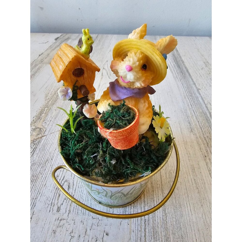 Easter Bunny birdhouse snail bucket spring rabbit decor unique shabby chic